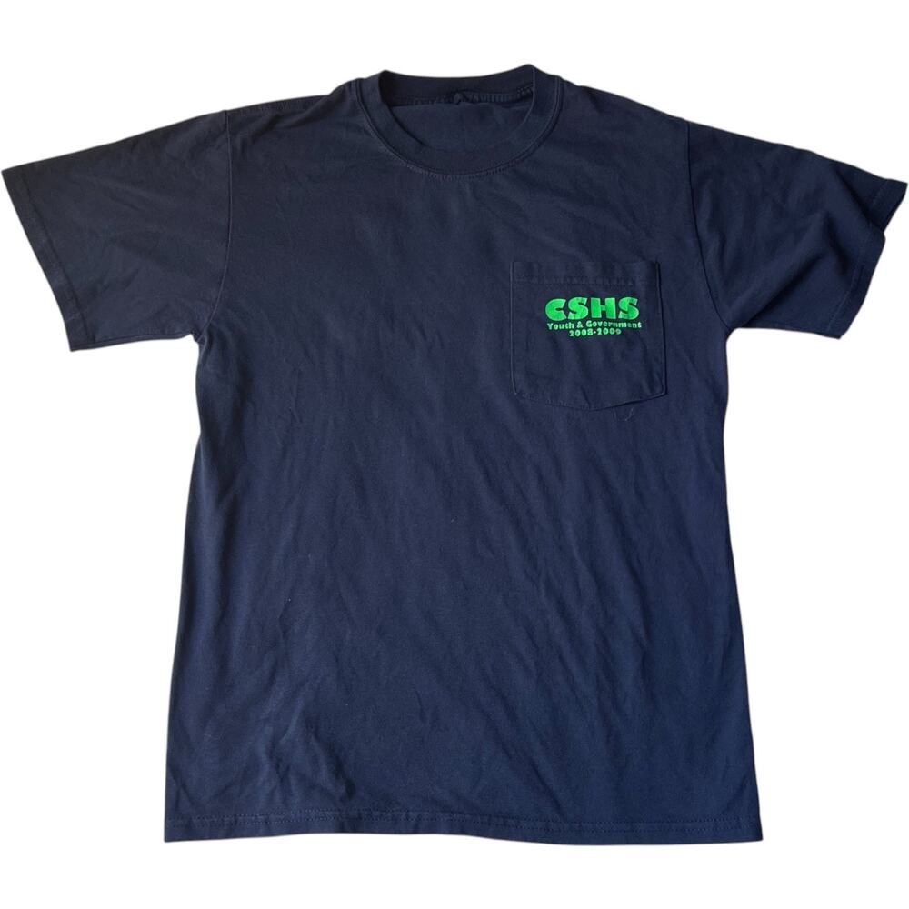 Pocket T-Shirt Navy Men’s M 2000s Graphic Tee